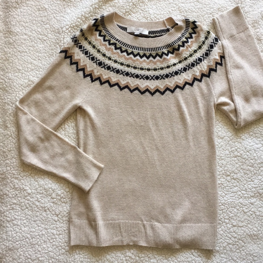 Loft - Fairisle Sweater - Gold - Size M